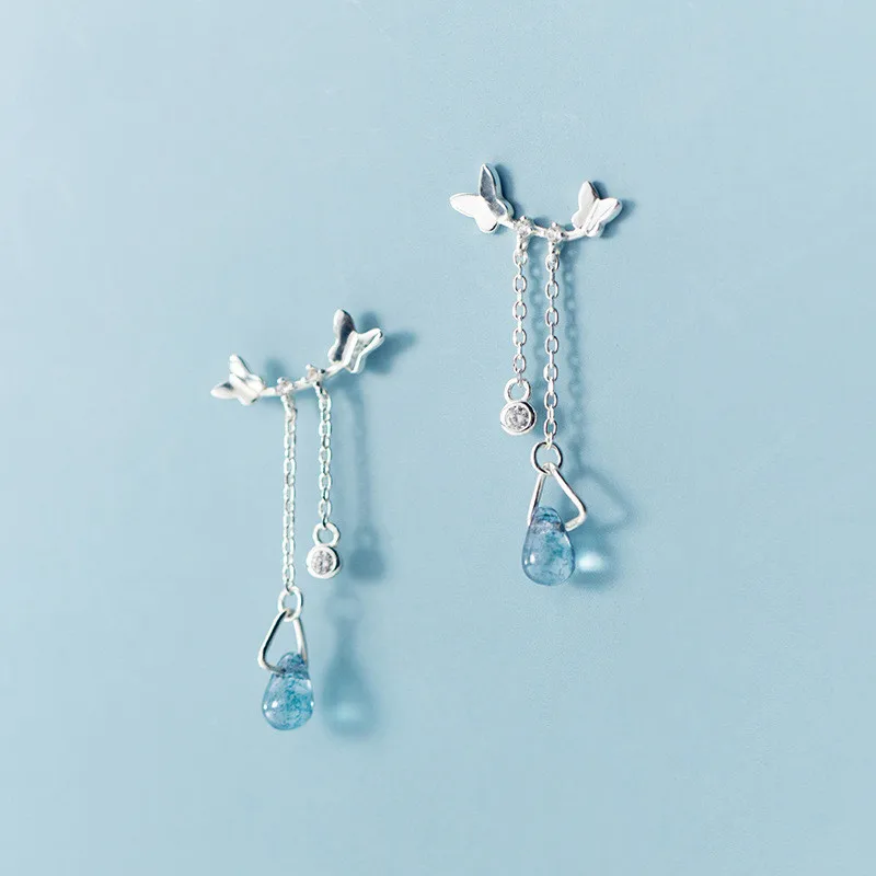 S925 Sterling Silver Color Butterfly Blue Drop Crystal Stud Earrings Jewelry For Women Daughter Lady Gift
S925 Sterling Silver Color Butterfly Blue Drop Crystal Stud Earrings Jewelry For Women Daughter Lady Gift