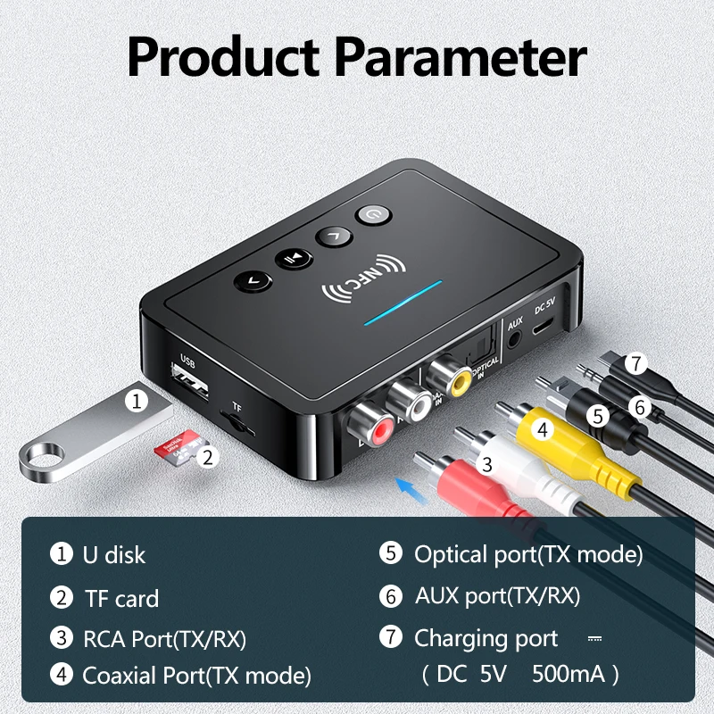 Bluetooth Receiver Tranmitter 5.0 FM Audio Stereo AUX 3.5mm Jack RCA Optical Wireless Adapter Remote Control For TV PC | Автомобили и
