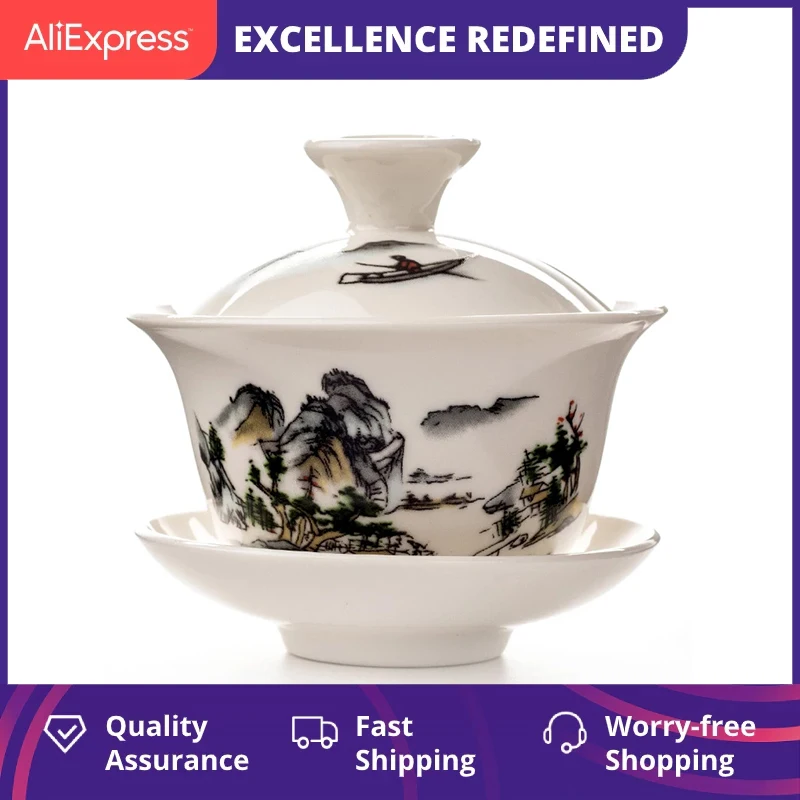 Китайский чайный сервиз ручной росписи, Dehua, высококачественный белый фарфоровый чайный сервиз gaiwan для путешествий, красивый и легкий чайни...
Китайский чайный сервиз ручной росписи, Dehua, высококачественный белый фарфоровый чайный сервиз gaiwan для путешествий, красивый и легкий чайни...