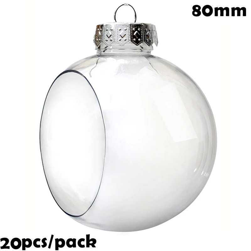 

Promotion - 20 Pieces x DIY Paintable/Shatterproof Christmas Bauble Decoration Ornament 80mm Plastic Window Opening Bauble/Ball