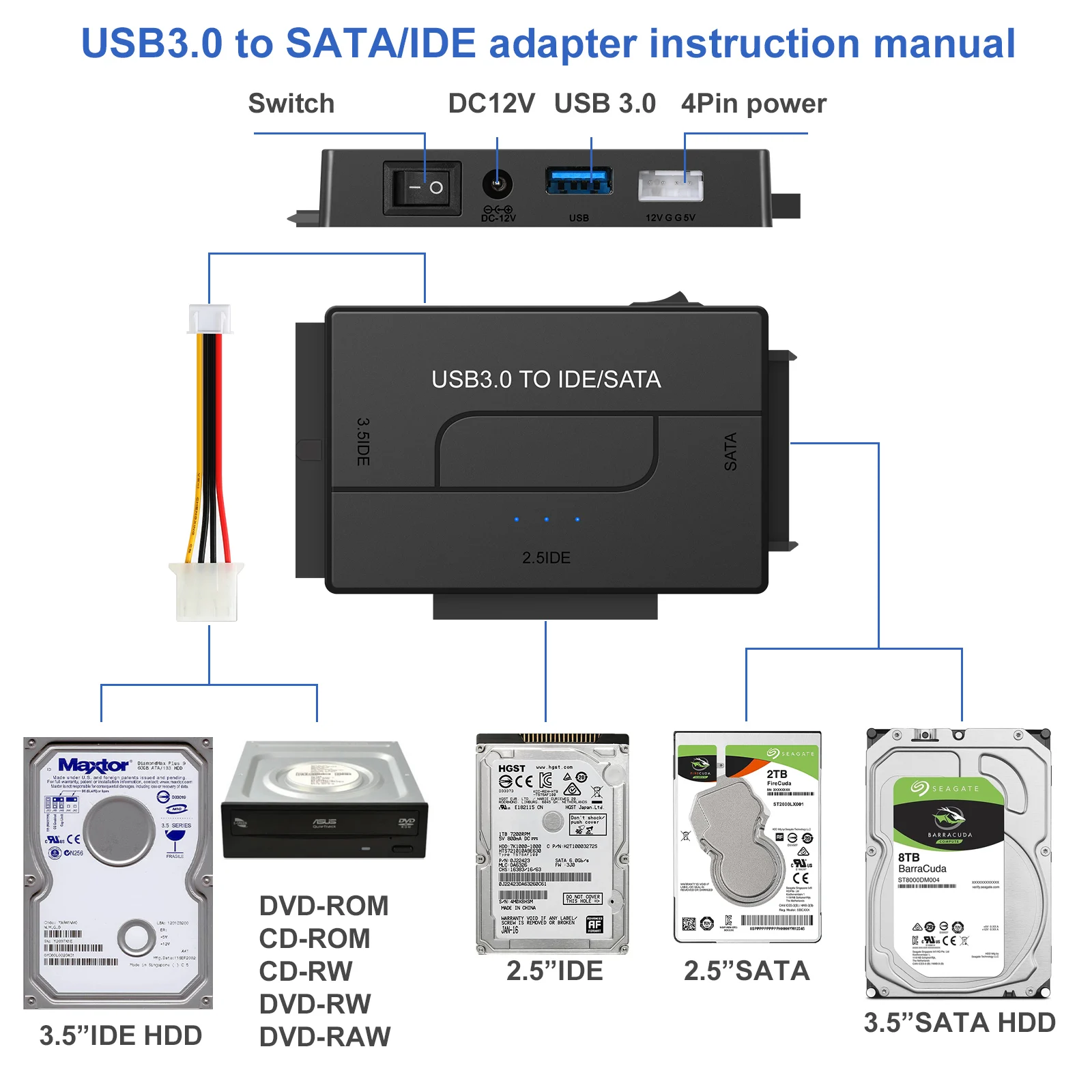 Переходник SATA/USB IDE кабель USB 3 0 SATAIII для жестких дисков 2 5 HDD SSD адаптер SATA - купить по