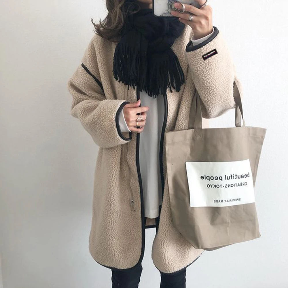 Polar Fleece Jacket Autumn And Winter Women's Coat Solid Stitching Long-sleeved Round Collar Zipper Plush Khaki Ladies Overcoat
Polar Fleece Jacket Autumn And Winter Women's Coat Solid Stitching Long-sleeved Round Collar Zipper Plush Khaki Ladies Overcoat