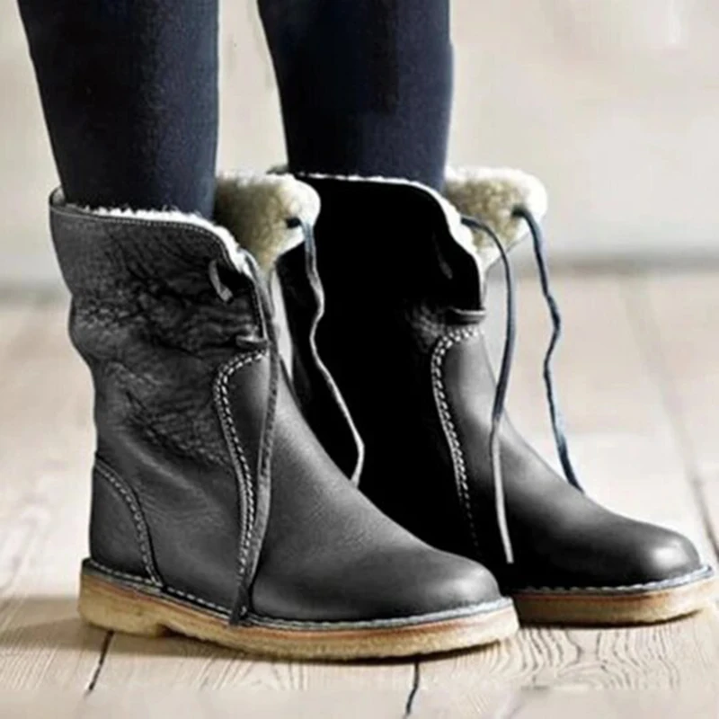 Women Casual Lace-up Warm Snow Boots PU Leather Fleece Lined Low Heel Women Winter Shoes YS-BUY
Women Casual Lace-up Warm Snow Boots PU Leather Fleece Lined Low Heel Women Winter Shoes YS-BUY