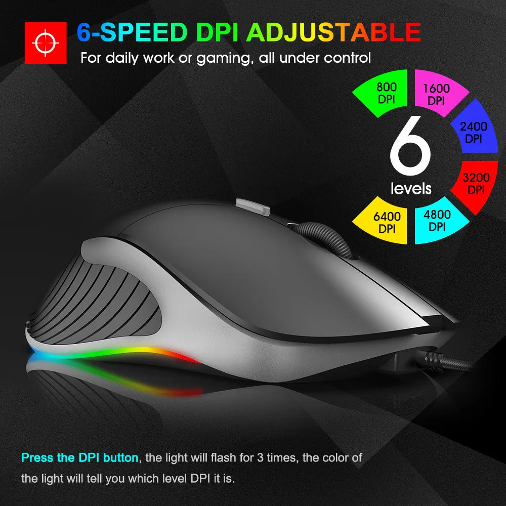 X6 High configuration USB Wired Gaming Mouse Computer Gamer 6400 DPI Optical Mice for Laptop PC positioning Game | Компьютеры и офис
