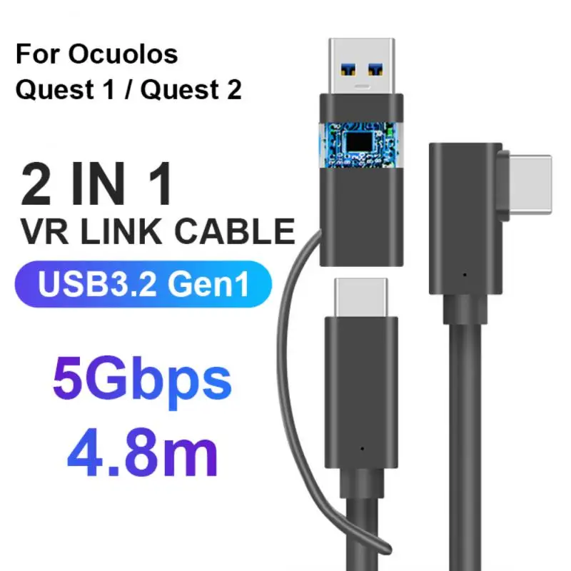 2 In 1 Type C To USB A Cord Stream VR Cable 5M Charging Cable USB 3.2 Data Line For Oculus Quest 1/2 Link VR Headset Accessories
2 In 1 Type C To USB A Cord Stream VR Cable 5M Charging Cable USB 3.2 Data Line For Oculus Quest 1/2 Link VR Headset Accessories