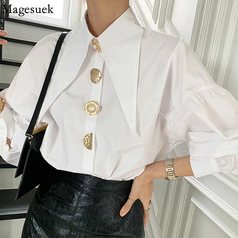 Elegant Korean White Shirt Woman Office Lady Cotton Blouse Chic Button Up Ladies Loose Lantern Sleeve Tops Female Blusas 15631
Elegant Korean White Shirt Woman Office Lady Cotton Blouse Chic Button Up Ladies Loose Lantern Sleeve Tops Female Blusas 15631