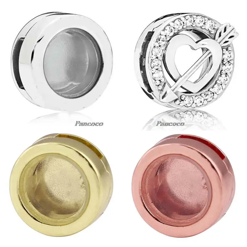 

925 Sterling Silver Charm Reflexions Asymmetric Heart & Arrow Clip Stopper Lock Fit Pandora Bracelet Diy Jewelry