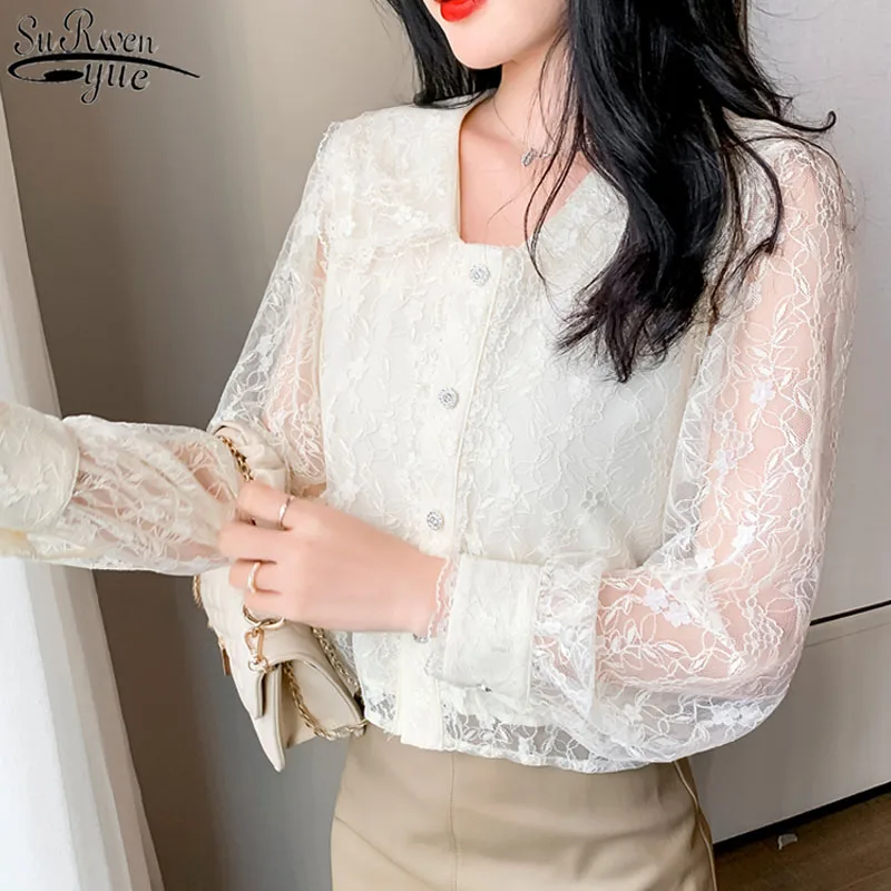 2021 New Spring Mesh Hollow Out Blouses Embroidered Lace Up Top French Style Sweet Shirt Women Fashion V-neck Collar Tops 13212
2021 New Spring Mesh Hollow Out Blouses Embroidered Lace Up Top French Style Sweet Shirt Women Fashion V-neck Collar Tops 13212