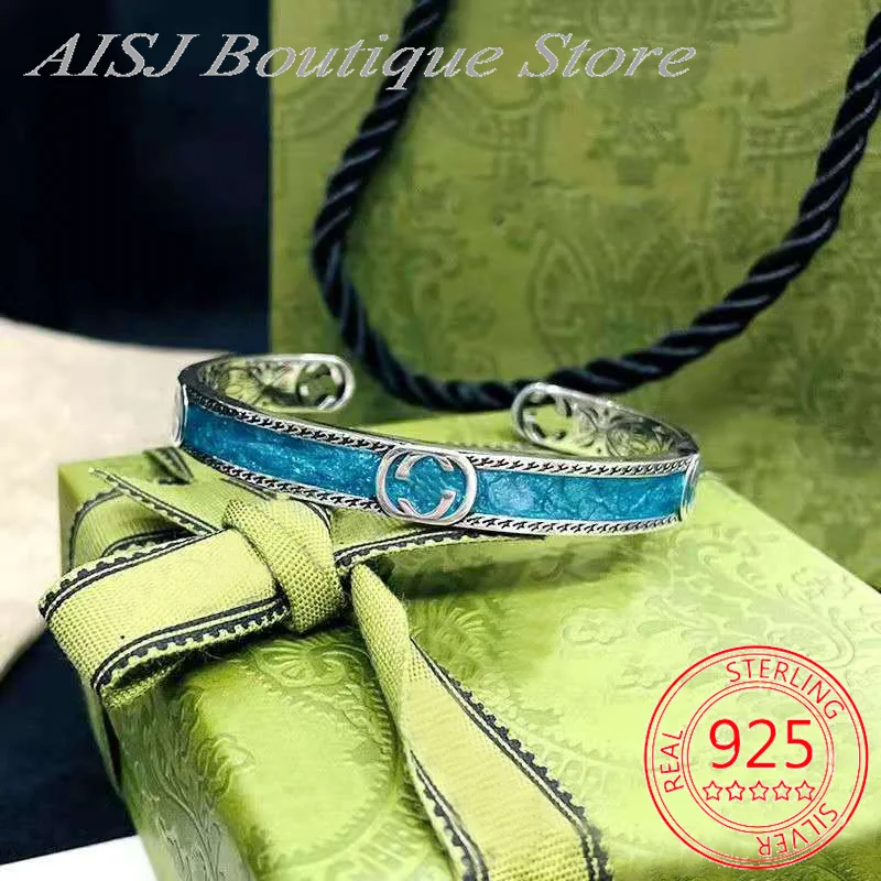 925 Sterling Silver Green Enamel G Bracelet Exquisite Fashion 1:1 Retro Charm Men And Women Couples Luxury Brand Jewelry Gifts
925 Sterling Silver Green Enamel G Bracelet Exquisite Fashion 1:1 Retro Charm Men And Women Couples Luxury Brand Jewelry Gifts