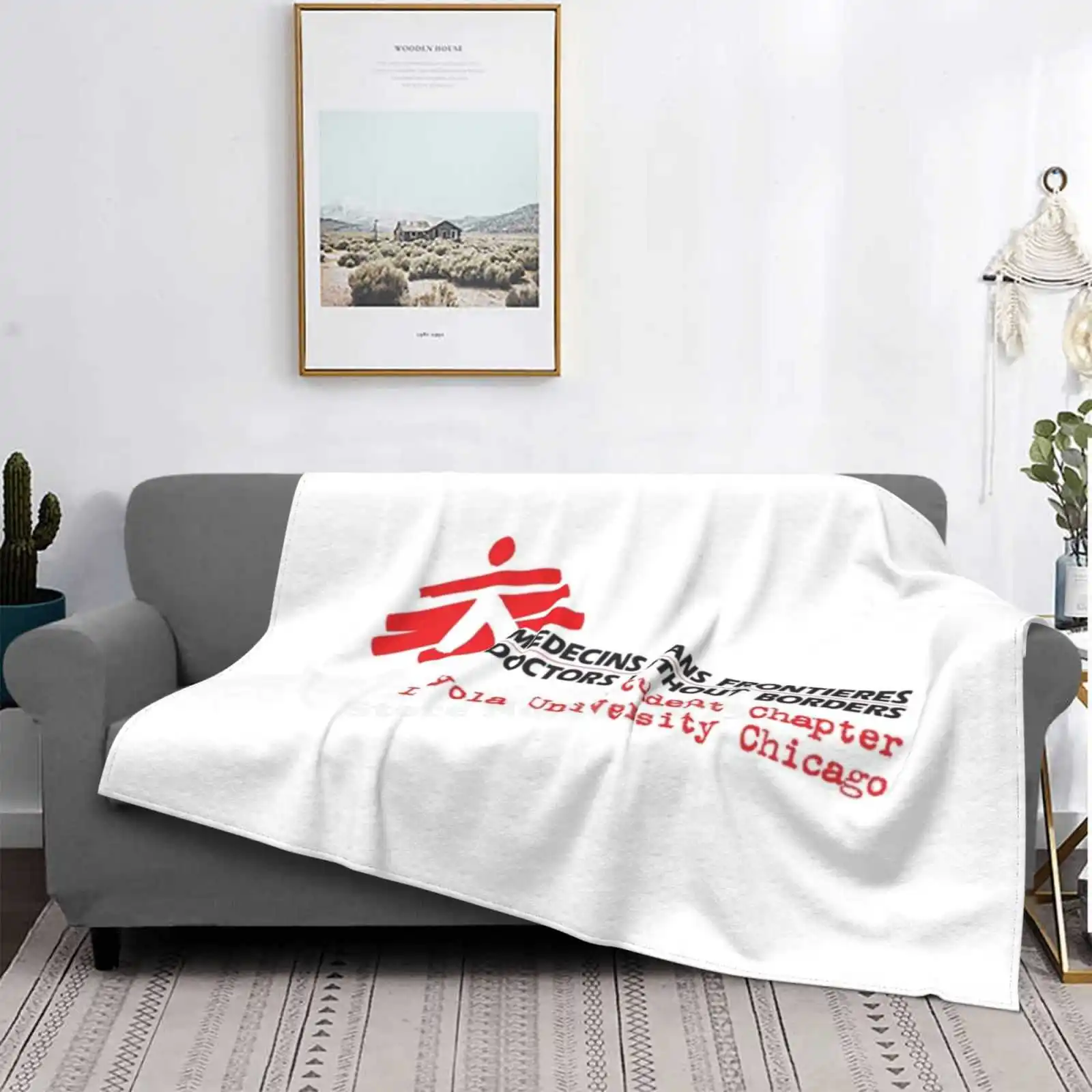 Manta fina blanca Loyola Msf Logo, supersuave y cálida, ligera 
Manta fina blanca Loyola Msf Logo, supersuave y cálida, ligera