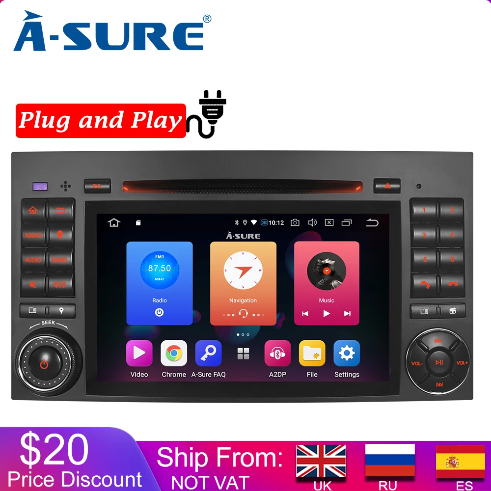A Sure 2 Din 7 ''Android 9 0 авто радио GPS DVD плеер стерео навигация для Mercedes Benz A/B Sprinter Vito