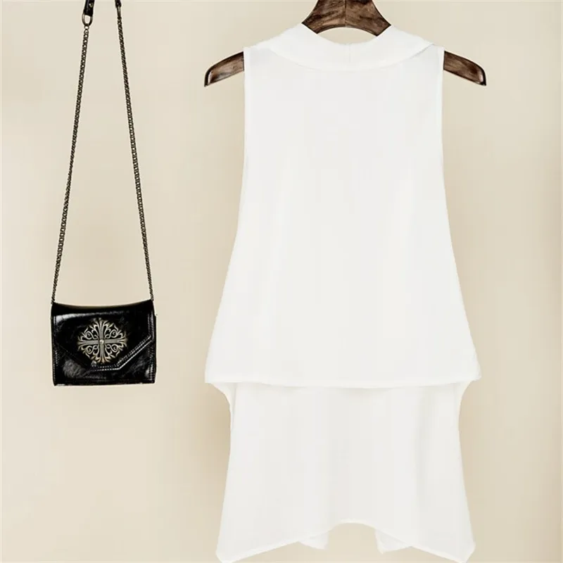 Irregular Summer Black Chiffon Vest Women‘s 2020 New Thin Cardigan Femme Solid Color Mid-length White Waistcoat Female Z150 | Женская