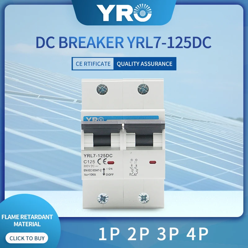 2P DC 600V Solar Mini Circuit Breaker 80A 100A 125A FOR PV System Battery Main Switch YRL7-125DC
2P DC 600V Solar Mini Circuit Breaker 80A 100A 125A FOR PV System Battery Main Switch YRL7-125DC