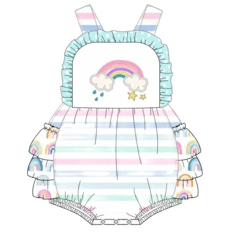 New Fashion Boutique Summer Girls Color Striped Sling Rainbow Embroidery Pattern Baby Romper 
New Fashion Boutique Summer Girls Color Striped Sling Rainbow Embroidery Pattern Baby Romper