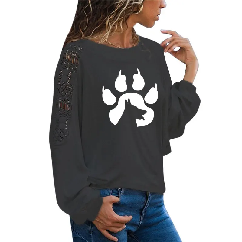 Paw Prints Dog Animal Print Female T Shirt Funny Teeshirt Women Clothing Casual Long Sleeve Large Size Loose Lace Tops Tee
Paw Prints Dog Animal Print Female T Shirt Funny Teeshirt Women Clothing Casual Long Sleeve Large Size Loose Lace Tops Tee