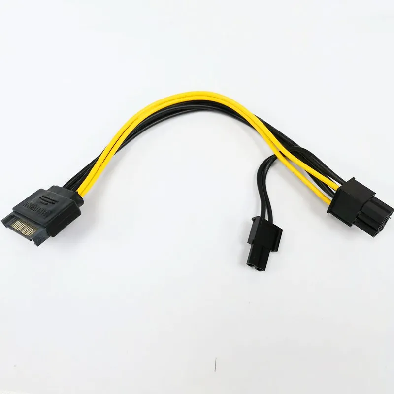 Male SATA 15pin to PCIE PCI-e PCI Express Male 6+2p 8pin GPU For Graphics Card power supply cable 18AWG 20cm for Miner Mining
Male SATA 15pin to PCIE PCI-e PCI Express Male 6+2p 8pin GPU For Graphics Card power supply cable 18AWG 20cm for Miner Mining