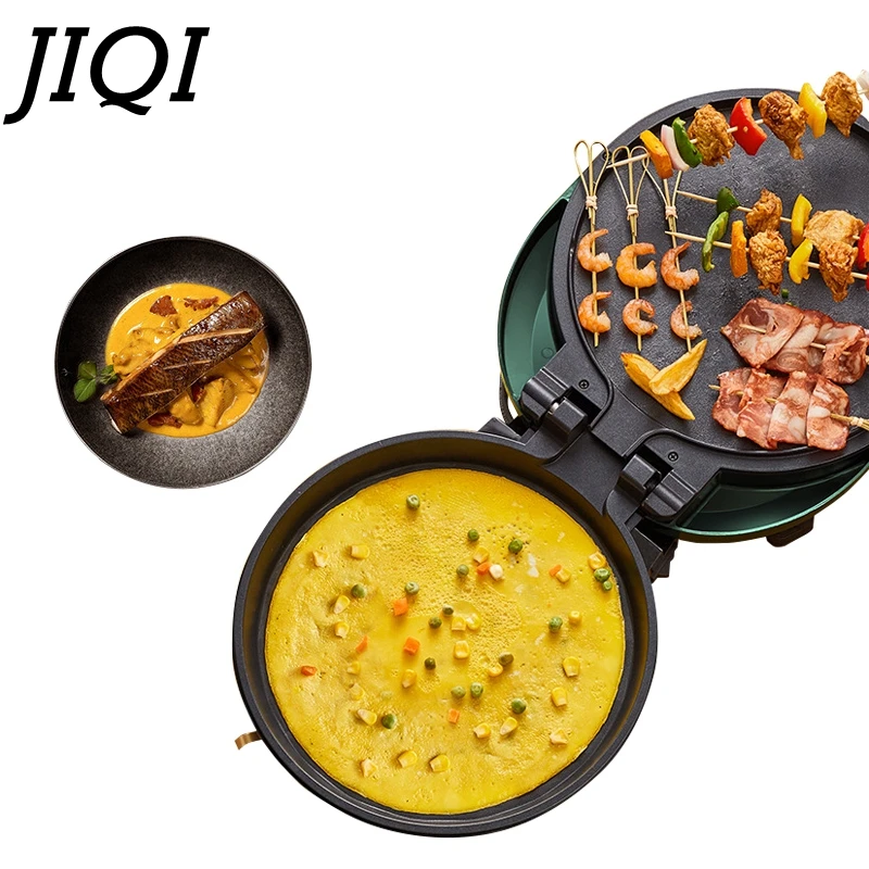 JIQI 220V Household Double Sided Baking Pan Electric Skillet Frying Crepe Pancake Maker Automatic Pizza Pie Machine BBQ Tool |