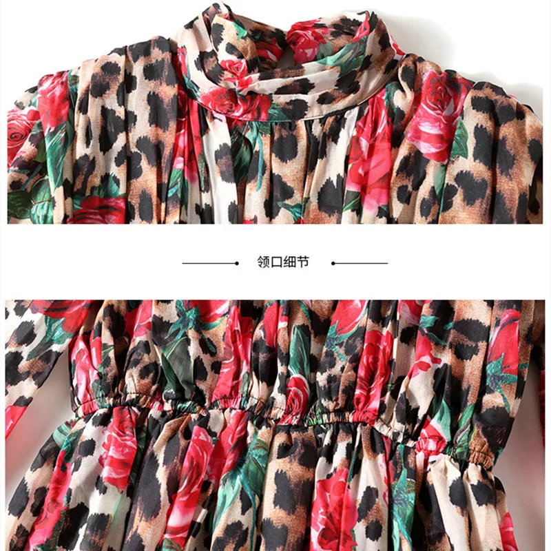 Fashion Designer Maxi Dress Women Runway Stand Collar Elastic Waist Ruffles Leopard Floral Print Chiffon Long Party Dresses
Fashion Designer Maxi Dress Women Runway Stand Collar Elastic Waist Ruffles Leopard Floral Print Chiffon Long Party Dresses