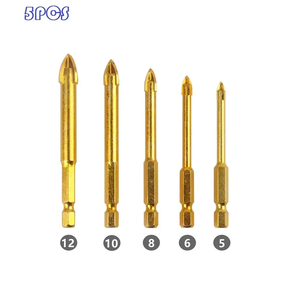 5pc 5/6/8/10/12mm Titanium Ceramic Tile Glass Hole Opening Drill Bits Spear Head Hex Shank Power Tools Accessories
5pc 5/6/8/10/12mm Titanium Ceramic Tile Glass Hole Opening Drill Bits Spear Head Hex Shank Power Tools Accessories