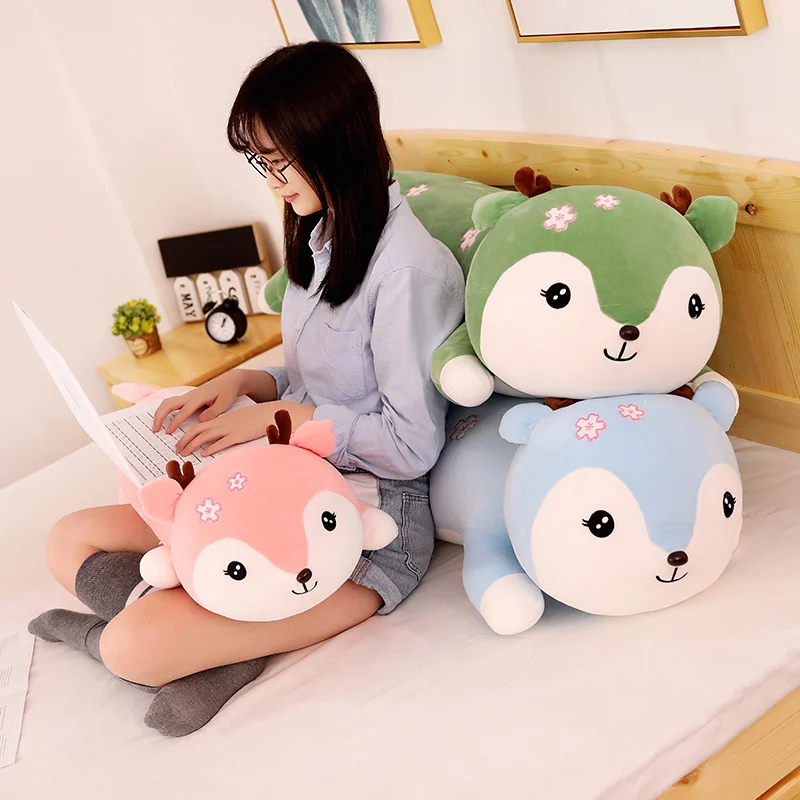 Мягкая плюшевая игрушка Kawaii лежачий олень рождественские набивные милые