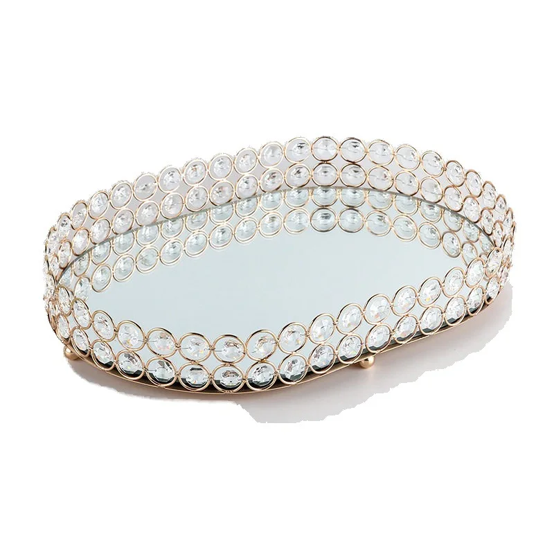 Golden Delicate Jewelry Storage Tray Glass Mirror Base Bedroom Desktop Cosmetic Decorative Organize Plate Tray 
Golden Delicate Jewelry Storage Tray Glass Mirror Base Bedroom Desktop Cosmetic Decorative Organize Plate Tray