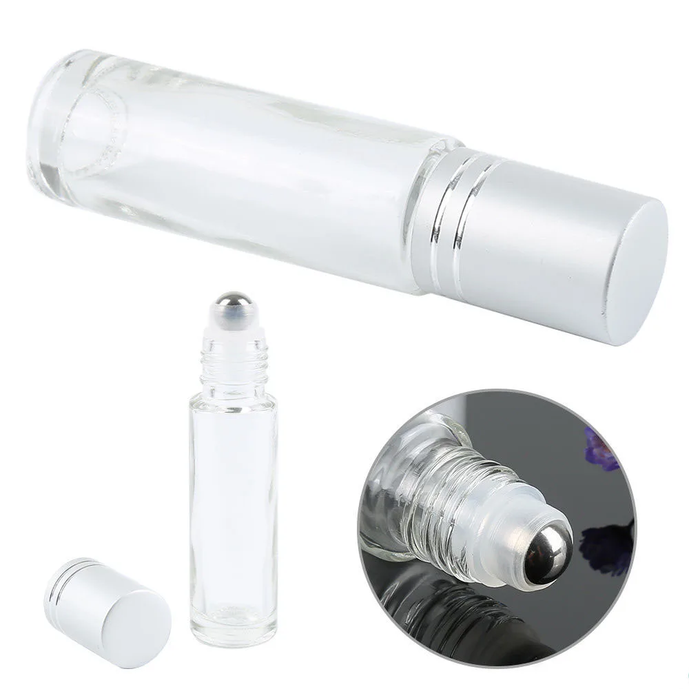 50x 10ml Empty Glass Essential Oil Perfume Roller Ball Bottles Roll On Vials Travel Cosmetic Aromatherapy Containers Silver cap 
50x 10ml Empty Glass Essential Oil Perfume Roller Ball Bottles Roll On Vials Travel Cosmetic Aromatherapy Containers Silver cap