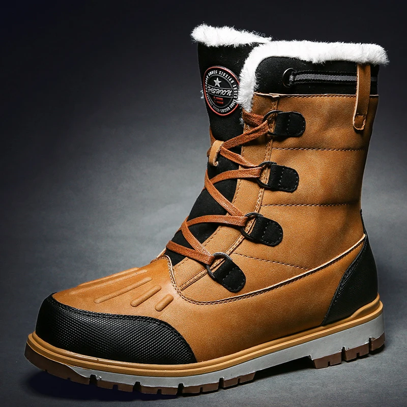 

2021 Fashion Winter Velvet Snow Boots Men High Quality Warm Cotton Boots Man Big Size 47 Waterproof Desert Boots bota masculina
