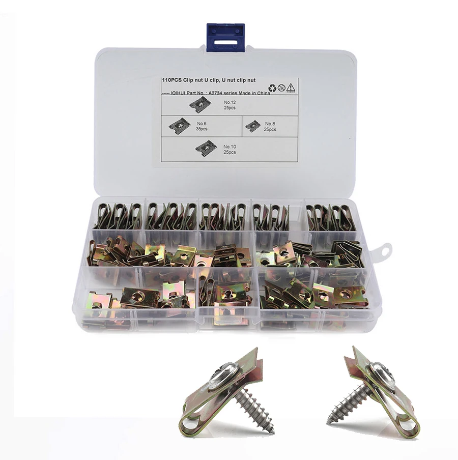 110pcs/box Manganese Steel Fastener U Clip Nut Assortment Kit for Car Motorcycle
110pcs/box Manganese Steel Fastener U Clip Nut Assortment Kit for Car Motorcycle