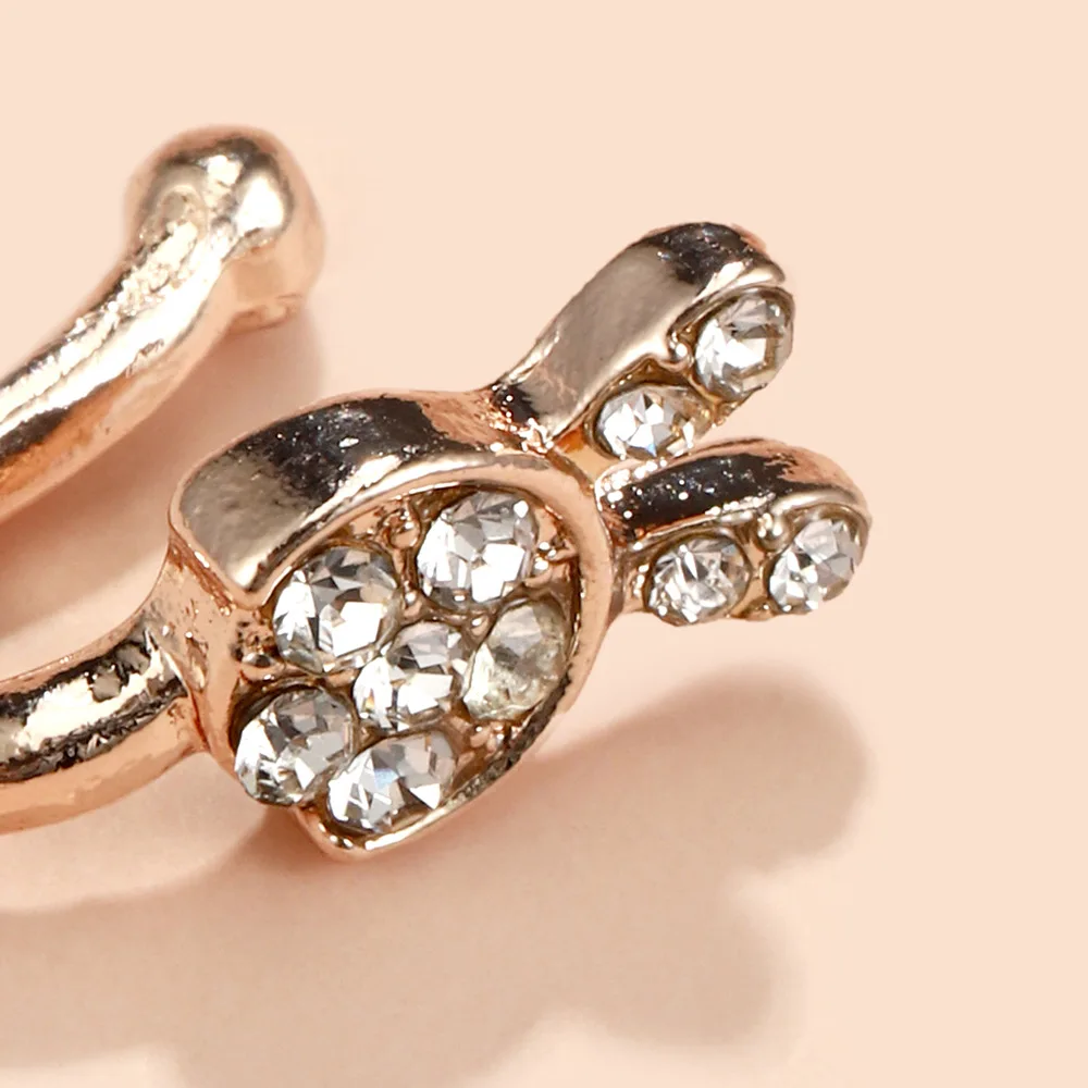 Female Rhinestones Rabbit Fake Nose Ring Without Piercing Cute Creative Women's Nose Fake Septum Piercing Nostril jewelry
Female Rhinestones Rabbit Fake Nose Ring Without Piercing Cute Creative Women's Nose Fake Septum Piercing Nostril jewelry