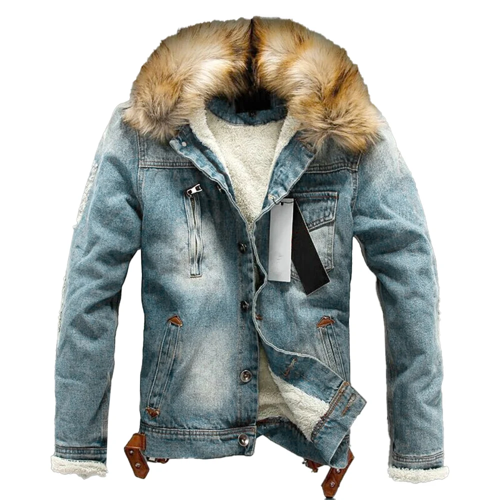 Fashion Men Long Sleeve Fur Hooded Detachable Hooded Casual Winter Solid Color Single Breasted Denim Thich Coat Warm Outwear
Fashion Men Long Sleeve Fur Hooded Detachable Hooded Casual Winter Solid Color Single Breasted Denim Thich Coat Warm Outwear