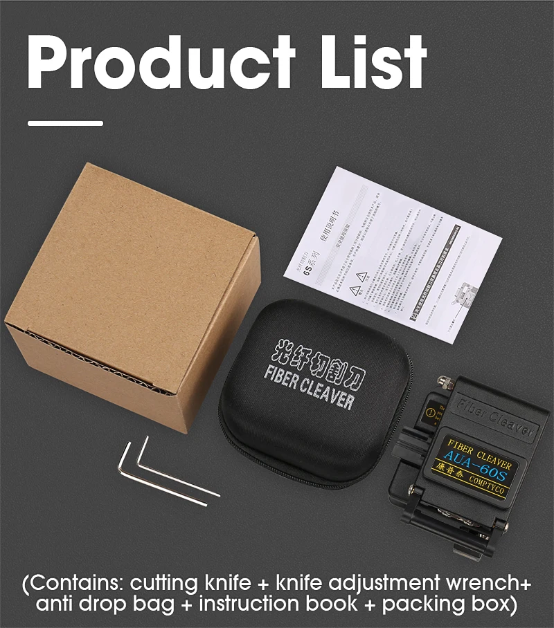 High Precision Fiber Cable Cutting Tool AUA-60S Optic Fiber Cleaver Cutter 12 Position Blade Cutting knife Metal Materia
High Precision Fiber Cable Cutting Tool AUA-60S Optic Fiber Cleaver Cutter 12 Position Blade Cutting knife Metal Materia
