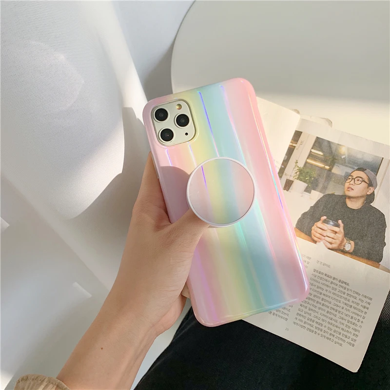 Цветной Гладкий лазерный Радужный чехол для iphone 11 11Pro Max XS X XR 6 7 8 Plus телефона
