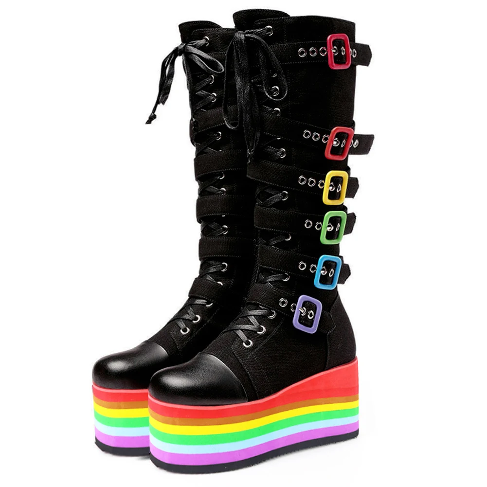 BONJOMARISA New Arrivals Punk Platform Cool Chunky High Wedges Mid Calf Boots Autumn Buckle Trendy Multicolor Party Cos Shoes
BONJOMARISA New Arrivals Punk Platform Cool Chunky High Wedges Mid Calf Boots Autumn Buckle Trendy Multicolor Party Cos Shoes