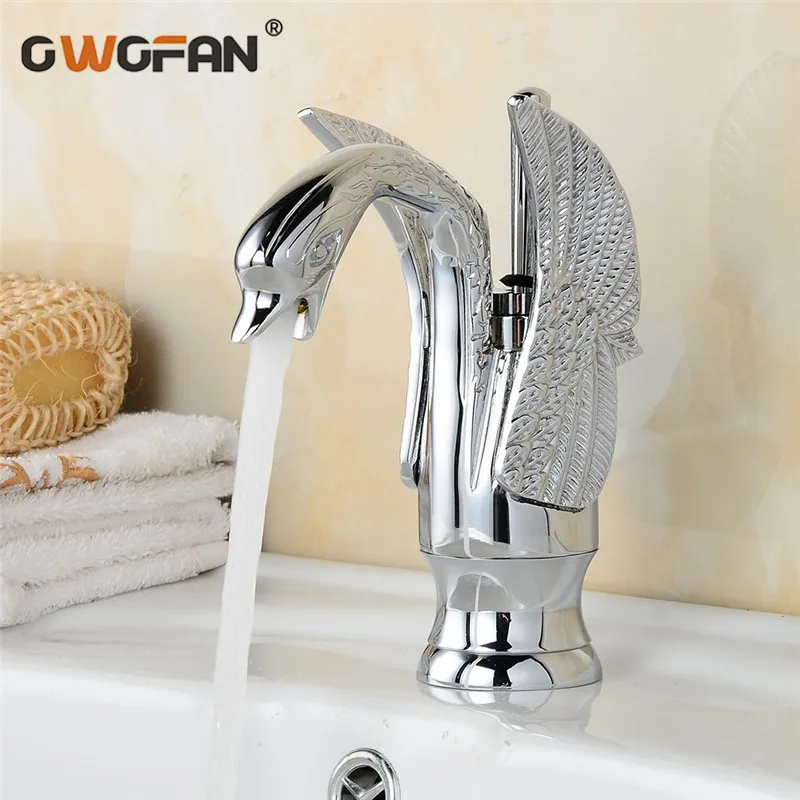 

Modern New Swan Design Basin Faucet Bathroom Single Handle Chrome Finish High Arch Luxury Faucets Hot And Cold Mixer Taps HJ-35L