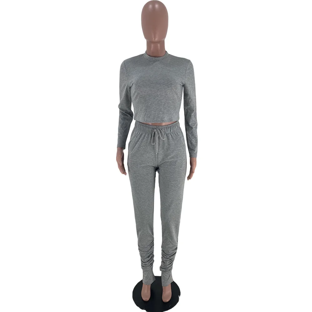 Autumn new fashion solid color leisure sports suit slim o-neck long sleeve T-shirt and trousers women's two-piece set
Autumn new fashion solid color leisure sports suit slim o-neck long sleeve T-shirt and trousers women's two-piece set