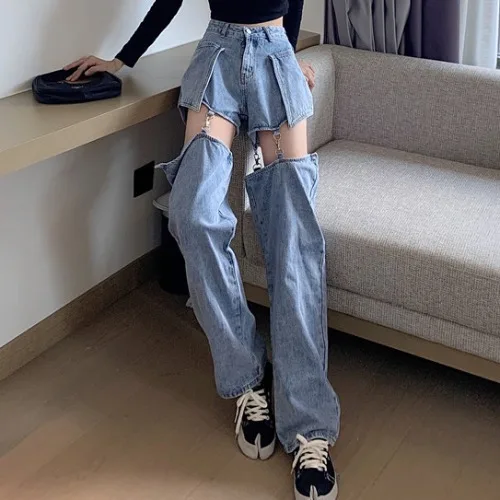 Jeans Woman Clothes for Hot Girls High Street Style straight Detachable Pants Long or Short Women's Wear Summer 2021 NEW
Jeans Woman Clothes for Hot Girls High Street Style straight Detachable Pants Long or Short Women's Wear Summer 2021 NEW