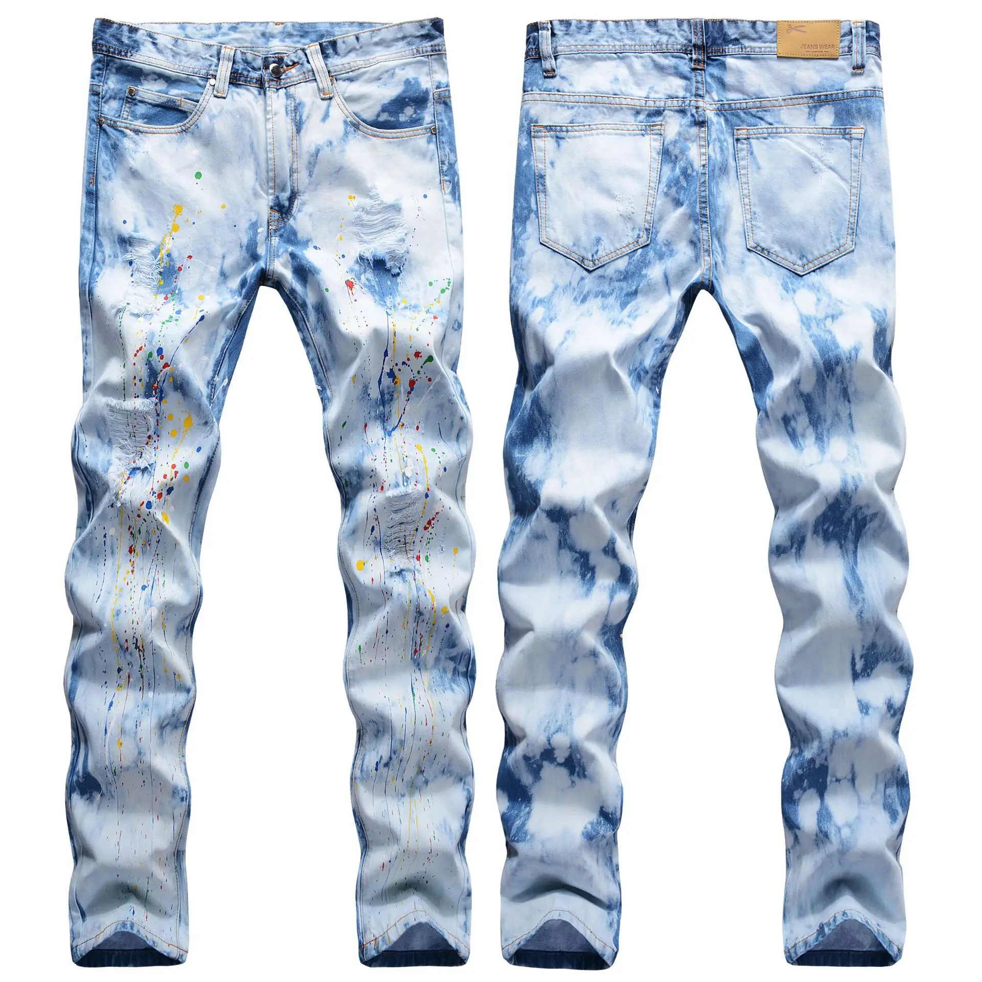 Streetwear Stylish Ripped Jeans Men Hand-painted Sputter Splash Ink Hole Irregular Bleaching Point Denim Pants Jeans Light Blue
Streetwear Stylish Ripped Jeans Men Hand-painted Sputter Splash Ink Hole Irregular Bleaching Point Denim Pants Jeans Light Blue
