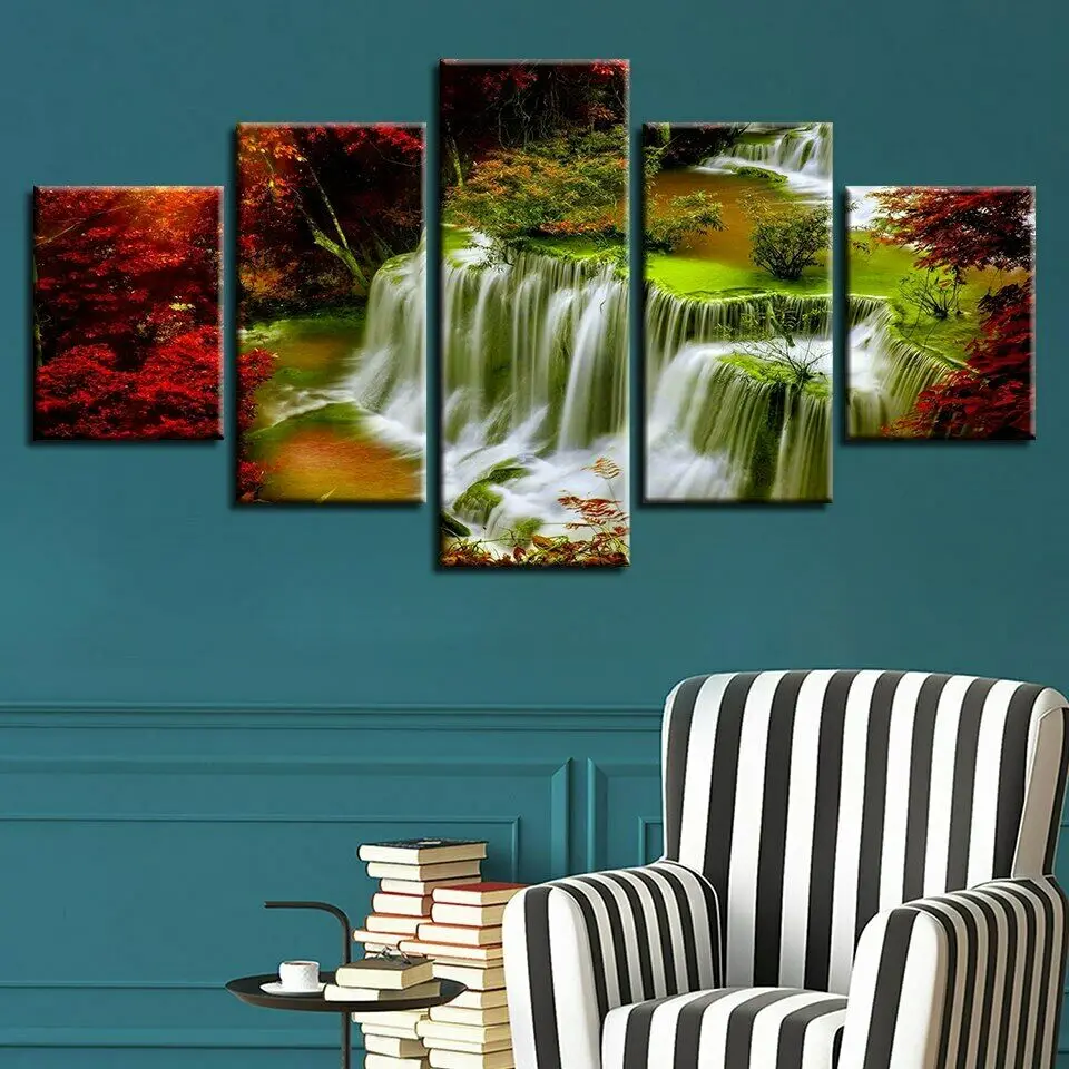 Fairy Waterfall landscape 5 Panel Canvas Picture Print Wall Art Canvas Painting Wall Decor for Living Room Poster No Framed
Fairy Waterfall landscape 5 Panel Canvas Picture Print Wall Art Canvas Painting Wall Decor for Living Room Poster No Framed