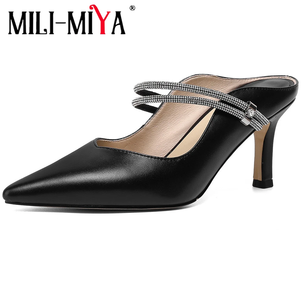 

MILI-MIYA в Корейском стиле для офиса, женская модная обувь, которую можно носить двумя разными способами с острым носком; С петлей на пятке; Босо...