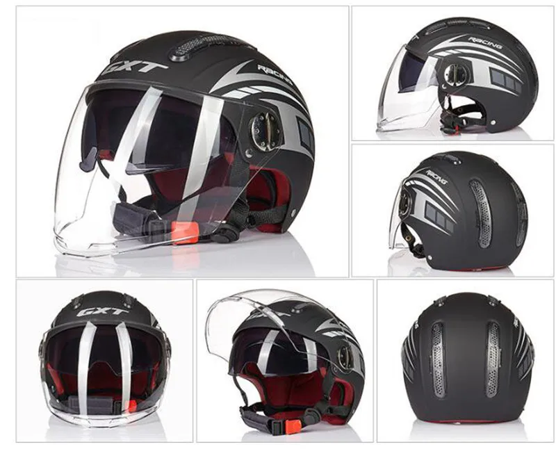 Мотоциклетный шлем с открытым лицом GXT двойными линзами Летний для