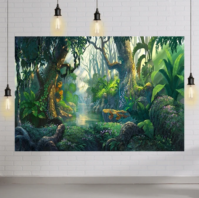 

Сказочные сказки фон для фотосъемки Сказочная страна тропические девицы лес джунгли Солнечный свет цветы фон детский день рождения