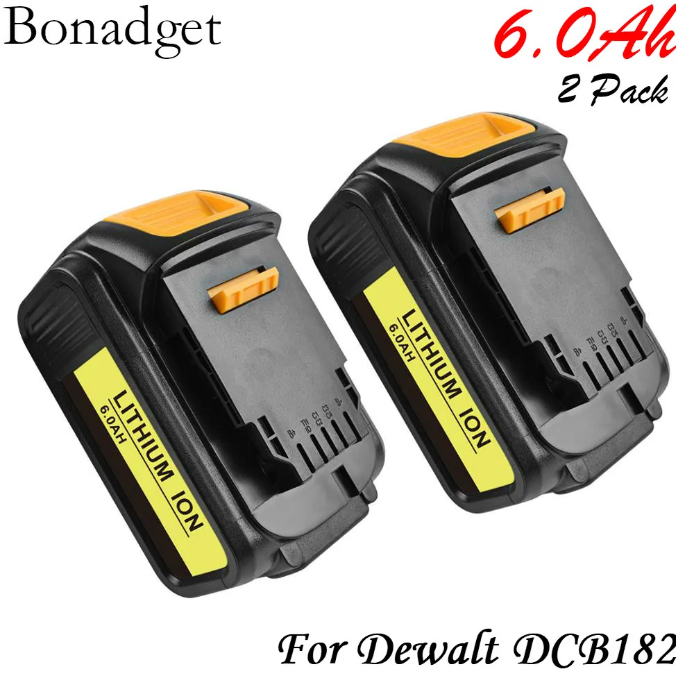 Батарейка Bonadget 6000 мАч 18 в для электроинструмента Dewalt DCB180 DCB181 DCB182 DCB201 2