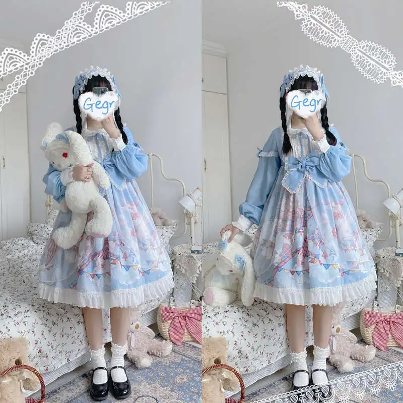 Japanese Sweet Lolita Dress Dreamland Amusement Park OP Lolita Kawaii Daily Dress Tea Party loli cos With Hairband
Japanese Sweet Lolita Dress Dreamland Amusement Park OP Lolita Kawaii Daily Dress Tea Party loli cos With Hairband