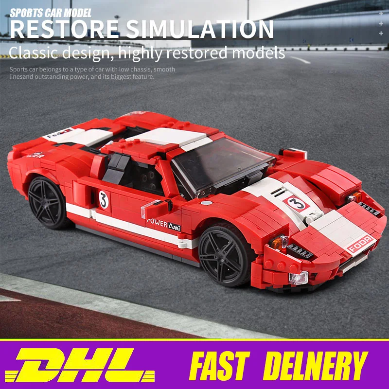 Технический гоночный автомобиль совместимый с MOC 20825 Red Phanton Fords GT модель