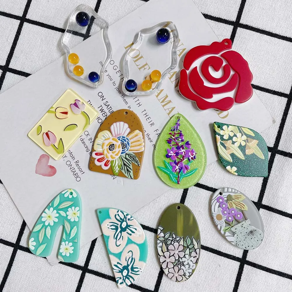 DIY Jewelry Accessories Acetate Charms 20pcs Red Roses Tree Flowers Glitter Acrylic Pendants Earrings Necklace Ornament Material
DIY Jewelry Accessories Acetate Charms 20pcs Red Roses Tree Flowers Glitter Acrylic Pendants Earrings Necklace Ornament Material