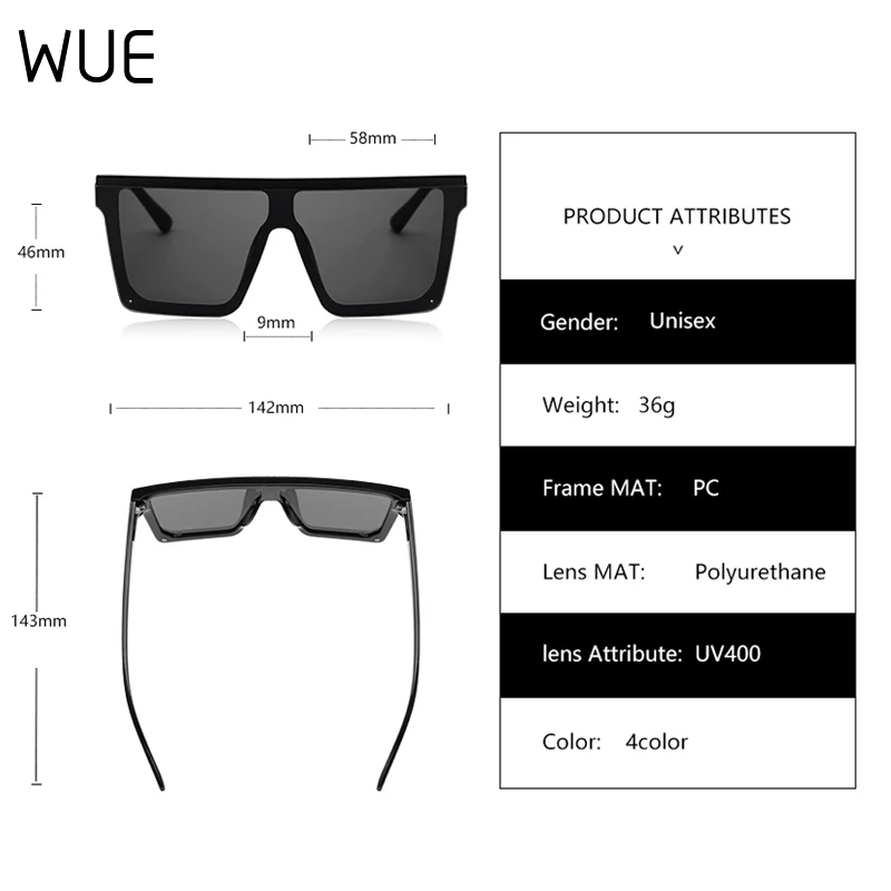 Модные женские солнцезащитные очки WUE 2021 большие с большой оправой ветрозащитные