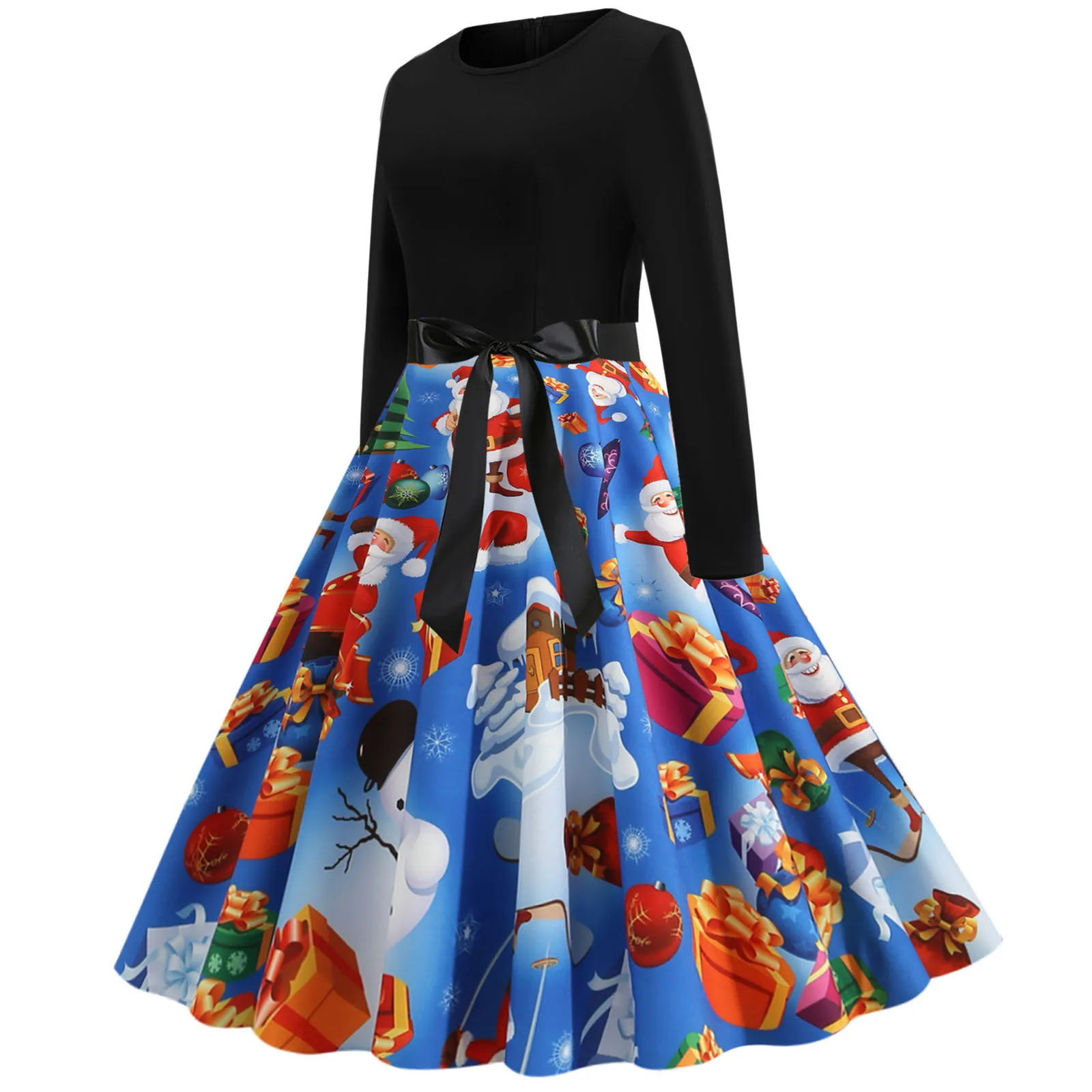 Ladies Dress Vintage Long Sleeve Christmas Printed Round Neck 1950s Housewife Evening Party Prom Casual Dresses
Ladies Dress Vintage Long Sleeve Christmas Printed Round Neck 1950s Housewife Evening Party Prom Casual Dresses