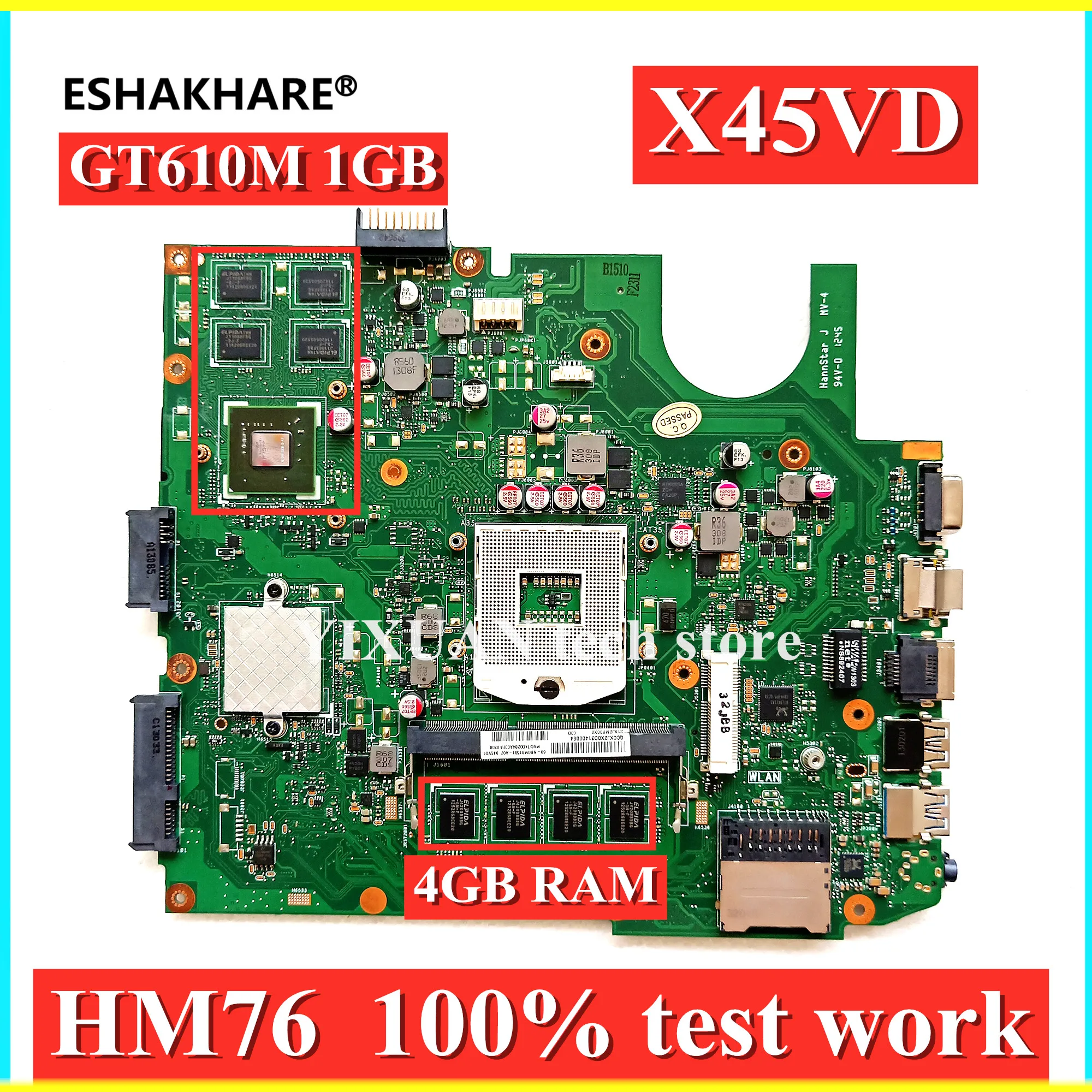 Фото X45VD Материнская плата ASUS X45V ноутбука HM70 с оперативной памятью 4 ГБ Оперативная