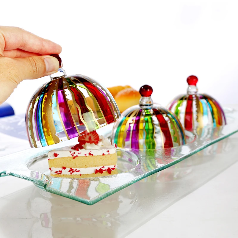 Handmade Colorful Glass Dessert Cover Round European Cake Bread Tray Hand-painted Fresh Cover
Handmade Colorful Glass Dessert Cover Round European Cake Bread Tray Hand-painted Fresh Cover