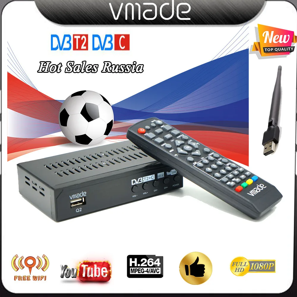 цифровая тв приставка 2021 DVB T2 ТВ тюнер C с USB WI FI YouTube H.264 HEVC декодер HD 1080P цифрового